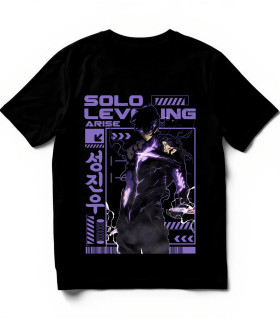 Camiseta Sung Jinwoo DTF | Solo Leveling Arise Neón Púrpura y Coreano