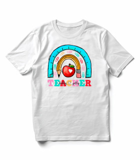 Camiseta Teacher Arcoíris Escolar
