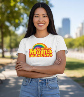 Camiseta "La Mejor Mamá del Mundo" Arcoíris