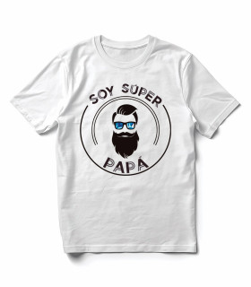Camiseta Soy Super Papá Hipster Barba