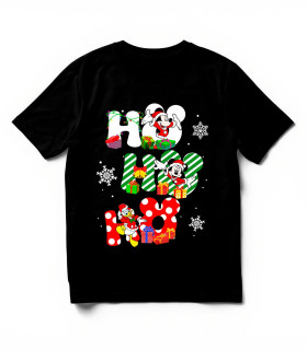 Camiseta HO HO HO Ratones DTF: Clásicos Animados, Algodón y Regalos