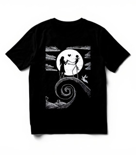 Camiseta Jack y Sally DTF: Romance Gótico Lunar,