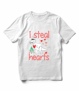 Camiseta T-Rex Humor DTF: "I Steal Hearts", Dinosaurio