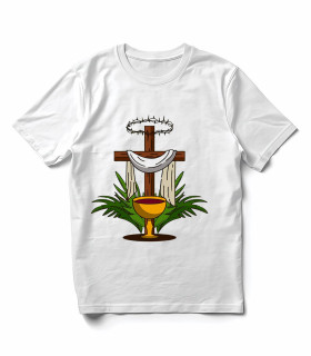 Camiseta Cruz y Cáliz DTF: Símbolos de Fe