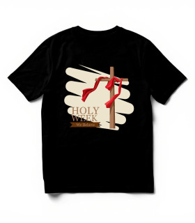 Camiseta Holy Week DTF: Cruz, Sudario Rojo, Fe