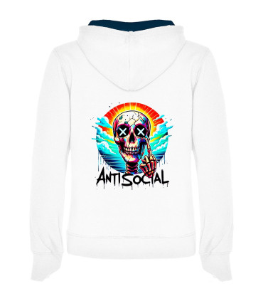 Sudadera DTF: Calavera Neón Antisocial, Graffiti Skull, Streetwear Rebelde