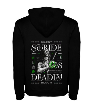 Sudadera DTF SILENT STRIDE: Ciber-Guerrero, Neón, Techwear Japonés, Katana