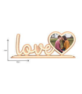 Figura decorativa Love de madera con marco para foto | Regalo romántico