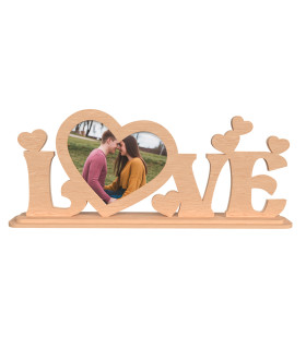 Marco de fotos LOVE de madera con corazón | Decoración romántica