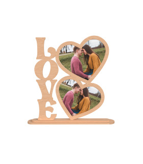 Figura LOVE de madera con doble marco corazón | Regalo romántico ❤️