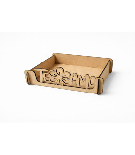 Bandeja “Te amo” con flor de madera MDF grabada