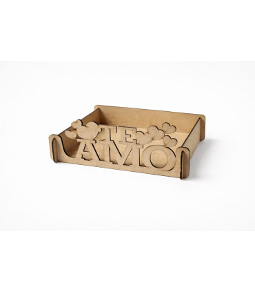 Bandeja “Te amo” de madera MDF grabada a láser