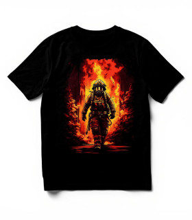 Camiseta Bombero Héroe Llamas Negra
