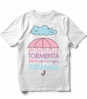 Camiseta Fe y Esperanza DTF | Paragua Tormenta y Mensaje Positivo