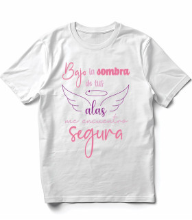 Camiseta Fe y Protección DTF | Alas y Mensaje Bíblico en Rosa