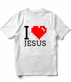 Camiseta I Love Jesus DTF | Pixel Heart y Mensaje de Fe Moderno